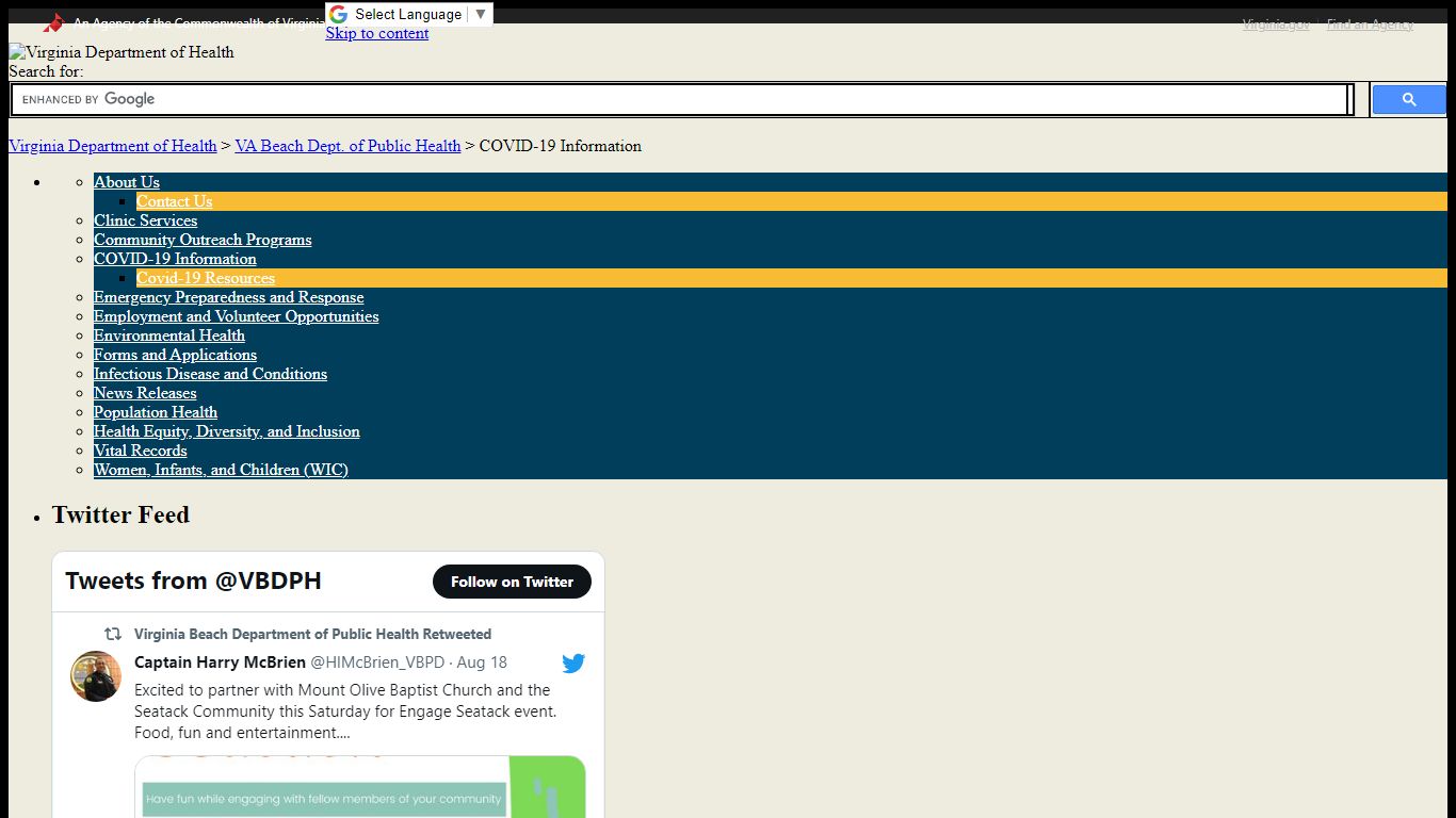 COVID-19 Information - VA Beach Dept. of Public Health