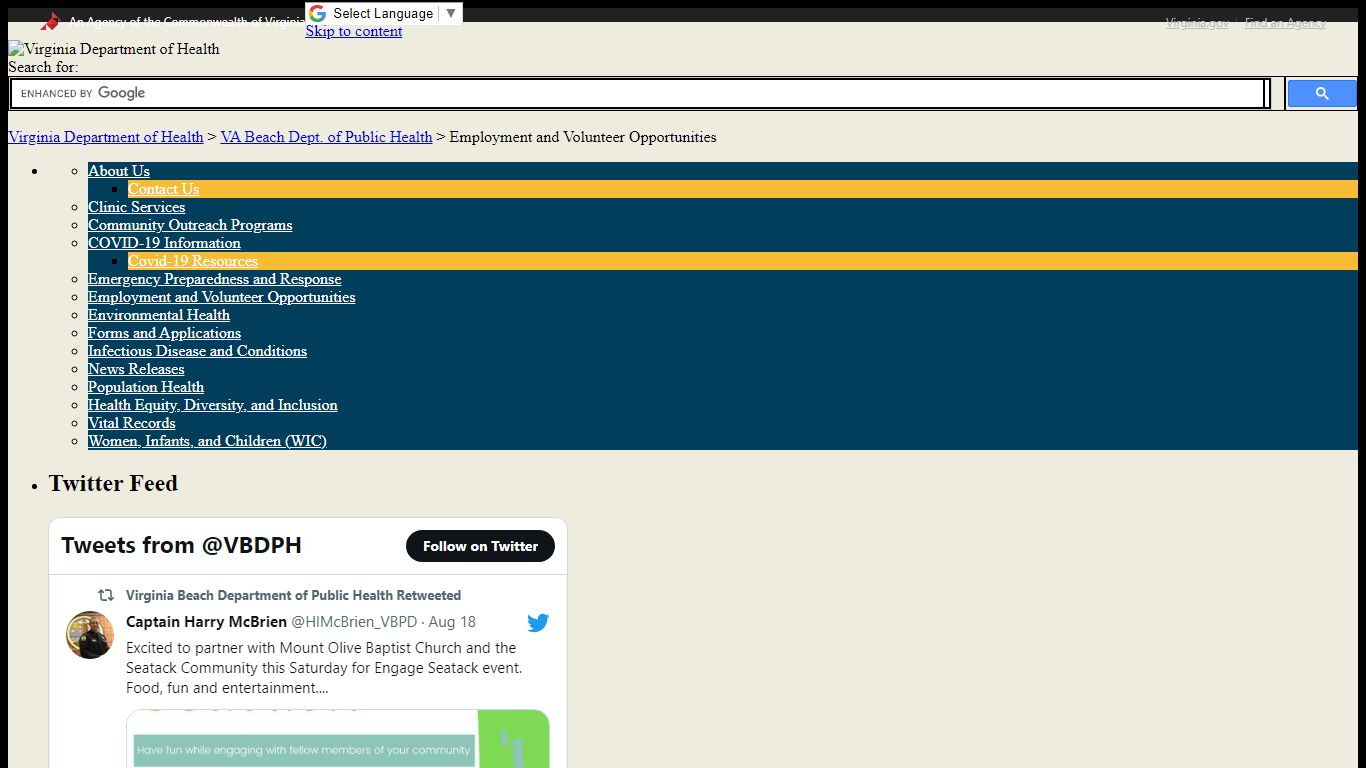Employment and Volunteer Opportunities - VA Beach Dept. of Public Health